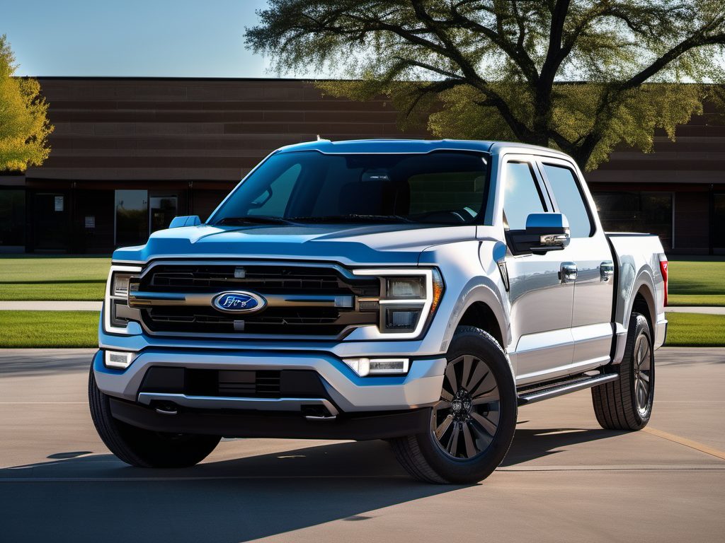 Ford F-150 with a brand-new, factory-clear windshield after service